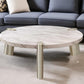 48" White and Silver Marble and Stainless Steel Round Coffee Table