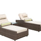 78" Set of Two Brown Indoor Outdoor Chaise Lounge with Beige Cushion