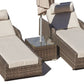 78" Set of Two Brown Indoor Outdoor Chaise Lounge with Beige Cushion