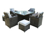 Nine Piece Clear and Gray Glass Dining Set
