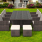 11 Piece Clear and Gray Glass Dining Set