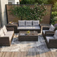 Six Piece Outdoor Brown Metal Sofa Seating Group With Cushions