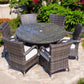 Seven Piece Clear and Gray Round Glass Dining Set