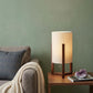 17" Brown Solid Wood Bedside Table Lamp With Natural Cylinder Shade