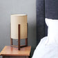 17" Brown Solid Wood Bedside Table Lamp With Natural Cylinder Shade