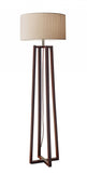 60" Brown Solid Wood Novelty Floor Lamp With Beige Fabric Drum Shade
