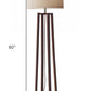 60" Brown Solid Wood Novelty Floor Lamp With Beige Fabric Drum Shade