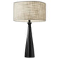 22" Black Metal Geo Triangle Table Lamp With Beige Drum Shade