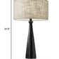 22" Black Metal Geo Triangle Table Lamp With Beige Drum Shade