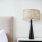 22" Black Metal Geo Triangle Table Lamp With Beige Drum Shade