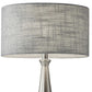 22" Black Metal Geo Triangle Table Lamp With Beige Drum Shade