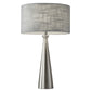 22" Silver Metal Table Lamp With Gray Drum Shade