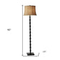 62" Brown And Black Floor Lamp With Beige Burlap Shade