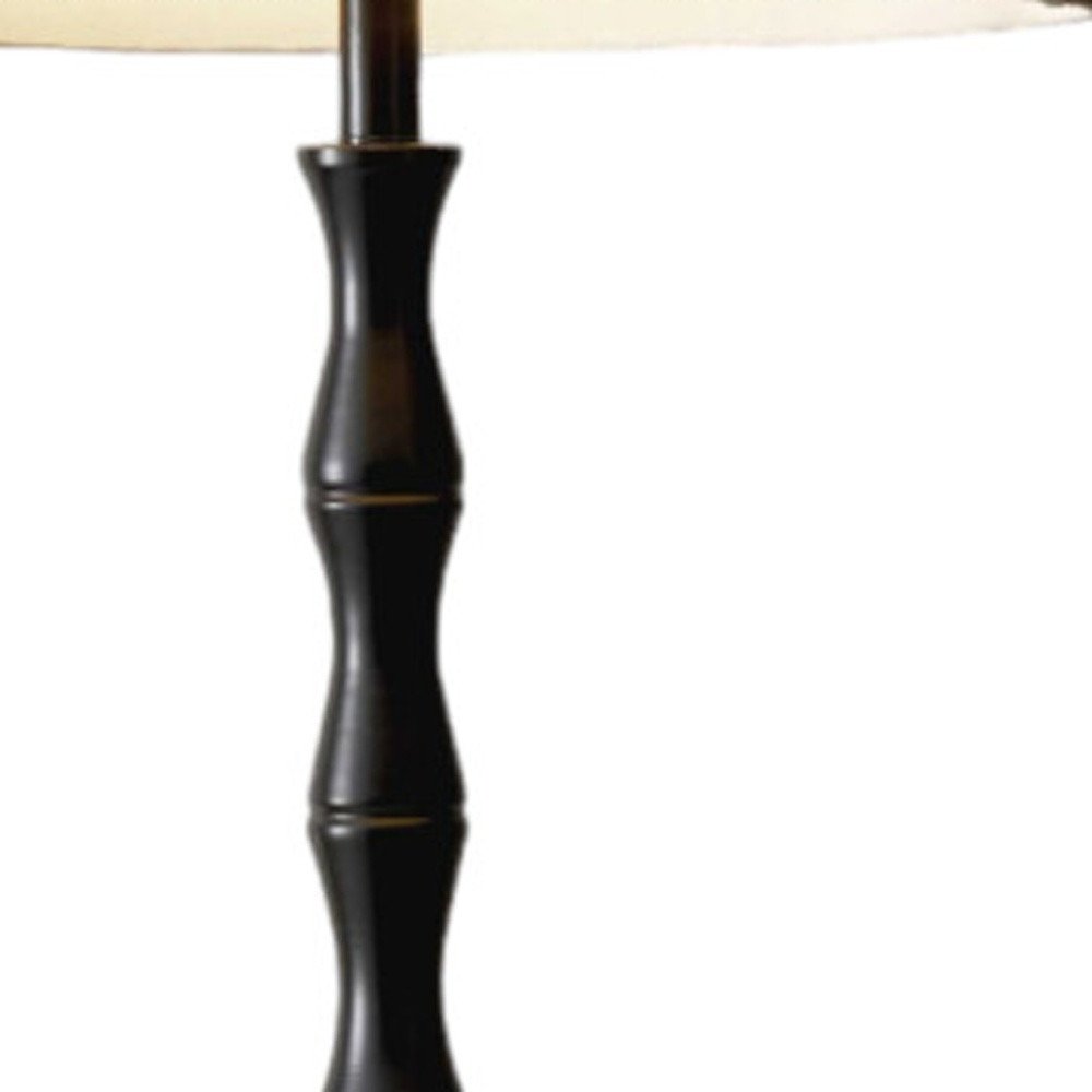 62" Brown And Black Floor Lamp With Beige Burlap Shade
