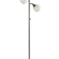 71" Silver Metal Floor Lamp With White Dome Shade