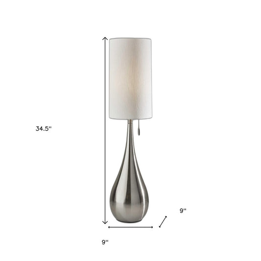 35" Brushed Steel Metal Teardrop Table Lamp