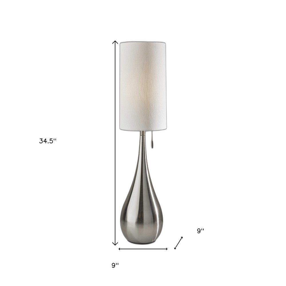 35" Brushed Steel Metal Teardrop Table Lamp