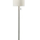 68" Silver Floor Lamp With White Fabric Drum Shade