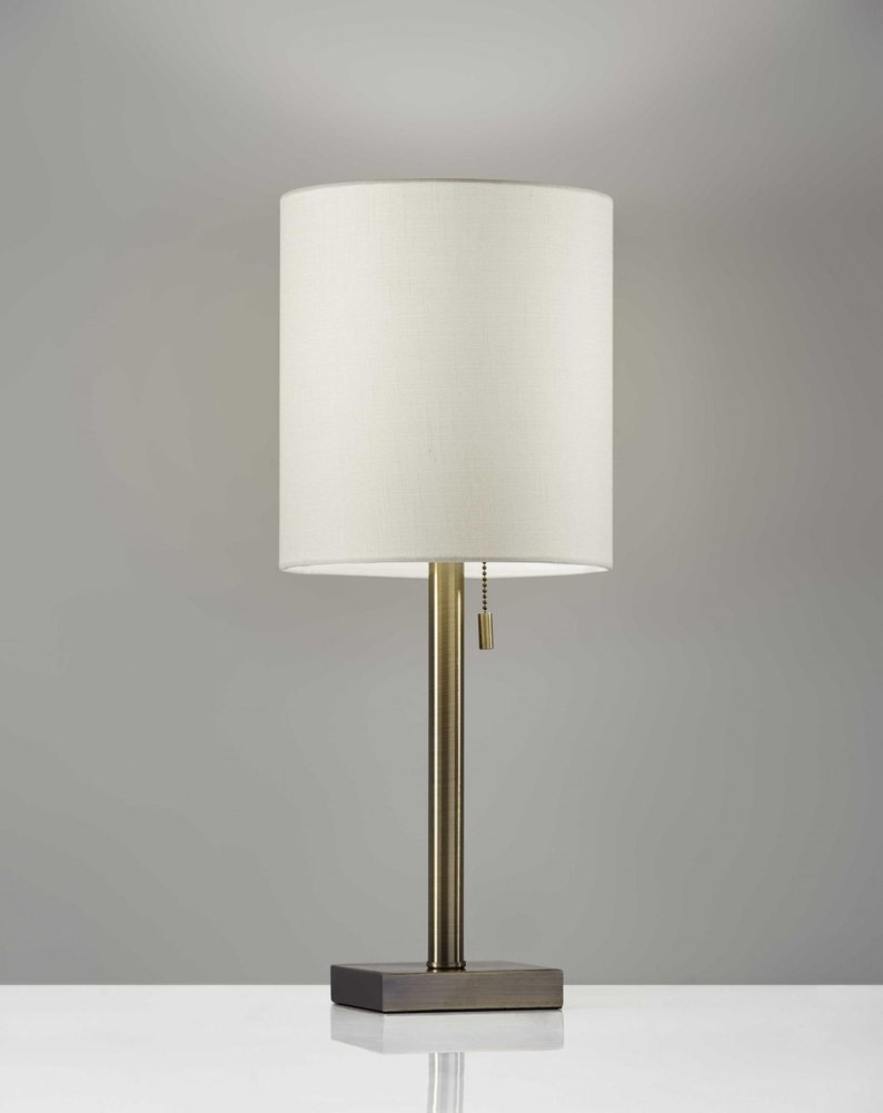 22" Silver Table Lamp With Drum Shade