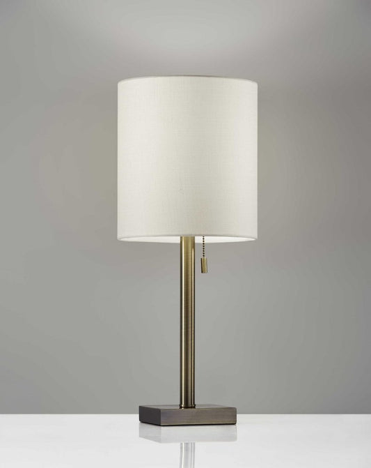 22" Silver Table Lamp With Drum Shade