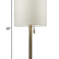 22" Antiqued Brass Metal Cylinder Table Lamp With Off White Drum Shade