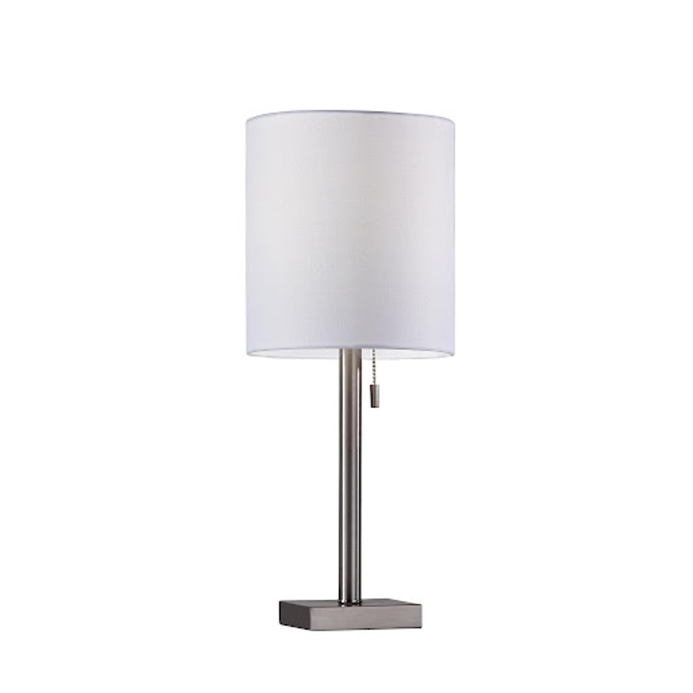 22" Silver Table Lamp With Drum Shade