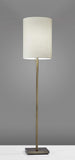 61" Brass Metal Floor Lamp With White Fabric Cylinder Shade