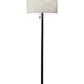 61" Brass Metal Floor Lamp With White Fabric Cylinder Shade