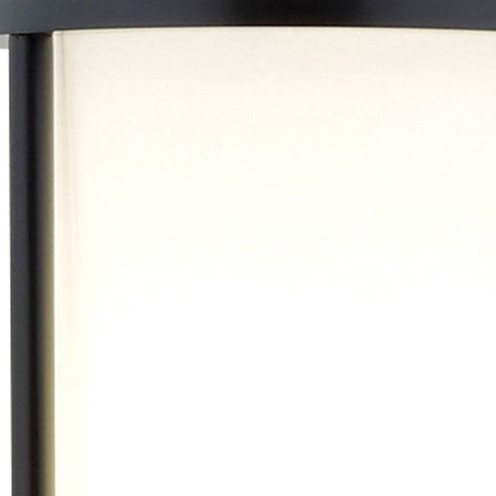 63" Black Wood Column Floor Lamp With White Fabric Cylinder Shade
