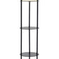 63" Black Wood Column Floor Lamp With White Fabric Cylinder Shade