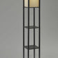 63" Black And White Solid Wood Column Floor Lamp With White Fabric Square Shade