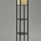 63" Black And White Solid Wood Column Floor Lamp With White Fabric Square Shade