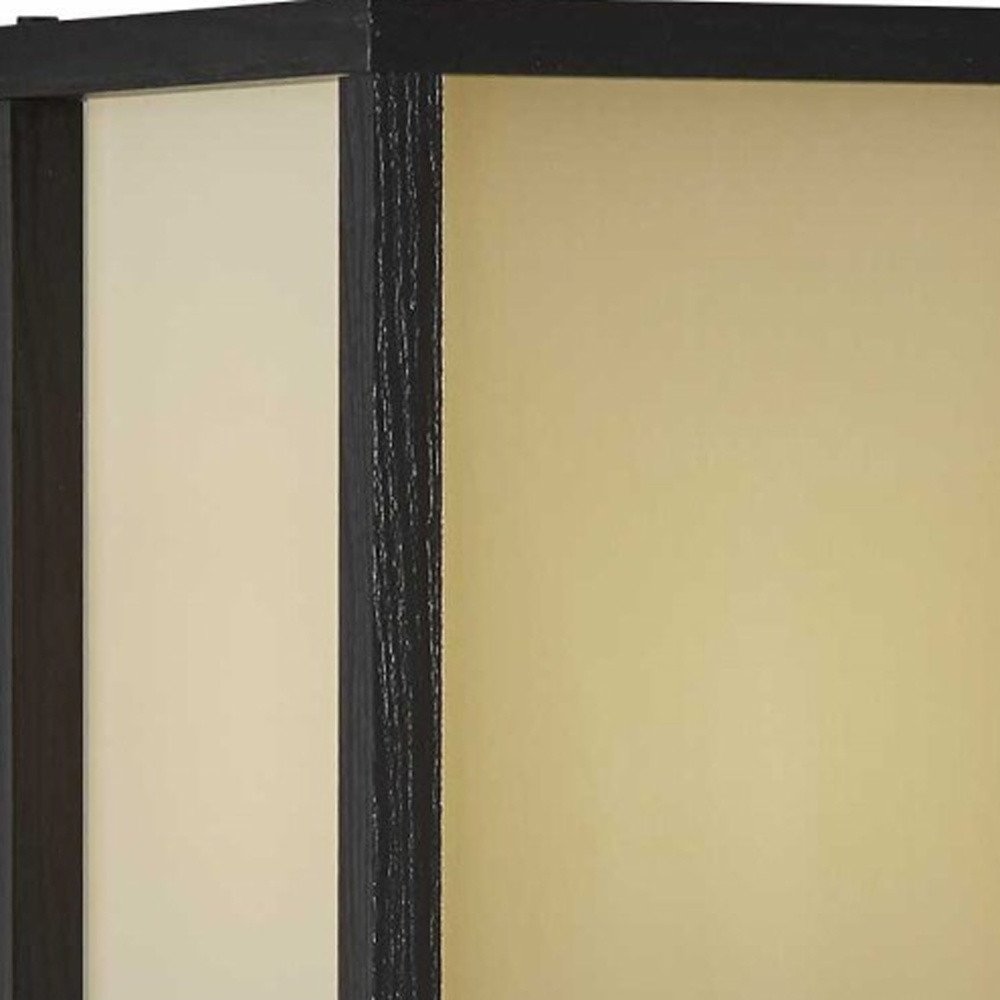 63" Black And White Solid Wood Column Floor Lamp With White Fabric Square Shade