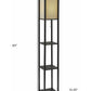 63" Black And White Solid Wood Column Floor Lamp With White Fabric Square Shade