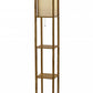 63" Black And White Solid Wood Column Floor Lamp With White Fabric Square Shade