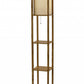 63" Black And White Solid Wood Column Floor Lamp With White Fabric Square Shade