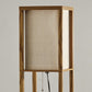 63" Black And White Solid Wood Column Floor Lamp With White Fabric Square Shade