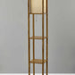 63" Black And White Solid Wood Column Floor Lamp With White Fabric Square Shade