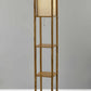 63" Black And White Solid Wood Column Floor Lamp With White Fabric Square Shade