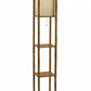 63" Black And White Solid Wood Column Floor Lamp With White Fabric Square Shade