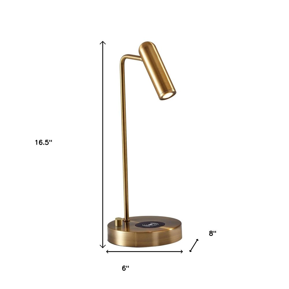 17" Silver Desk Lamp with USB and Wireless Charging