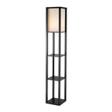 72" Black And White Solid Wood Column With White Cotton Shade
