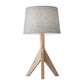 25" Natural Solid Wood Tripod Table Lamp With Gray Empire Shade