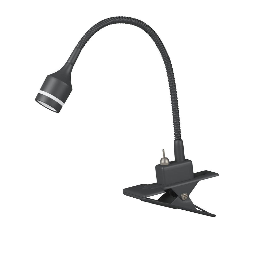 15" Black Metal Adjustable Clip On LED Table Lamp