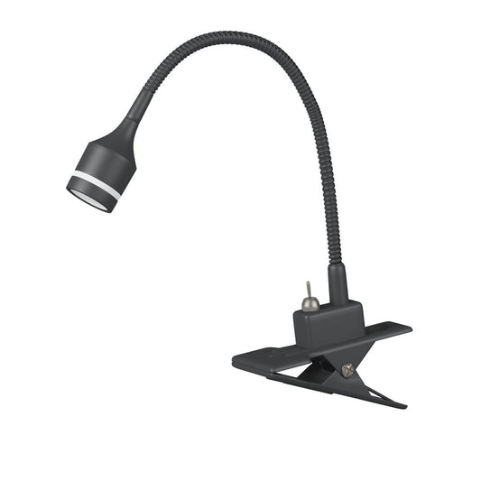 15" Black Metal Adjustable Clip On LED Table Lamp