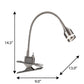 15" Black Metal Adjustable Clip On LED Table Lamp