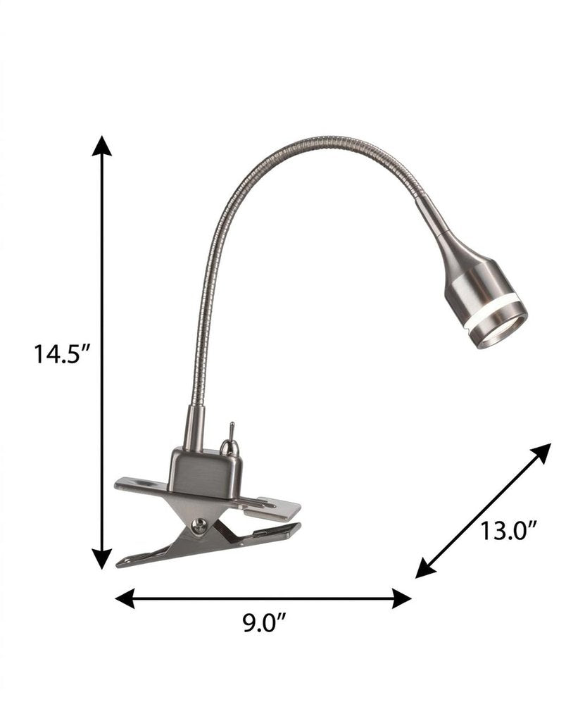 15" Black Metal Adjustable Clip On LED Table Lamp