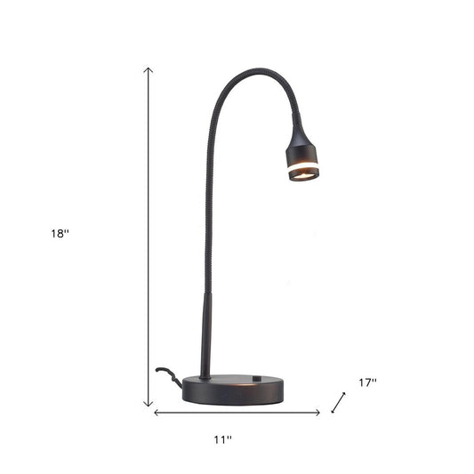 18" Black Metal Adjustable LED Desk Lamp