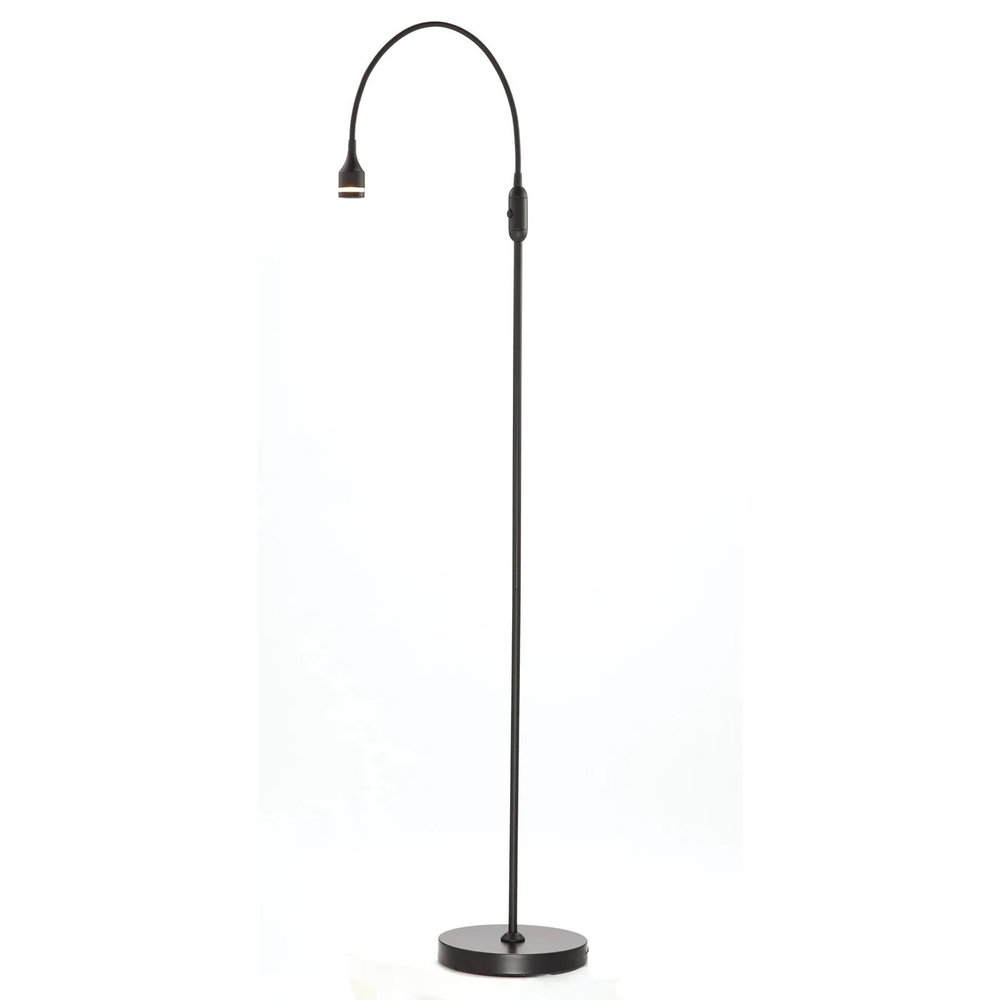 56" Black LED Arched Floor Lamp With Black Drum