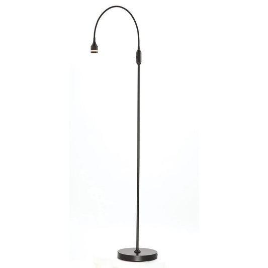 56" Black LED Arched Floor Lamp With Black Drum